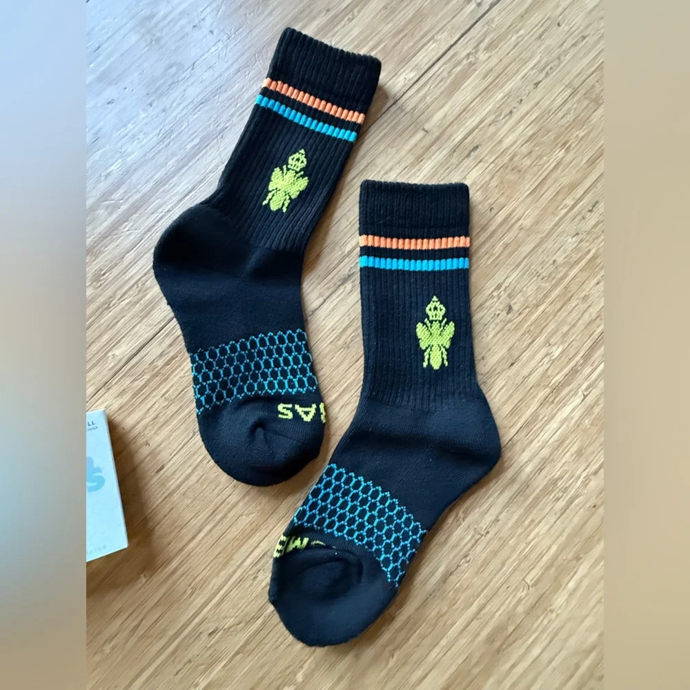 Bombas Black and Blue Athletic Socks with Cushioning XS Youth